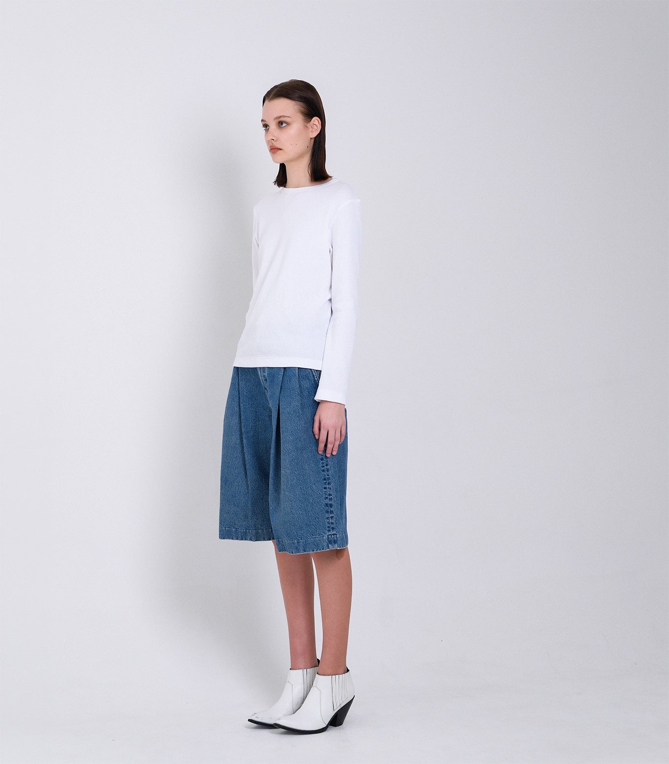 HAKAMA JEAN SHORTS - MID BLUE - TANAKA