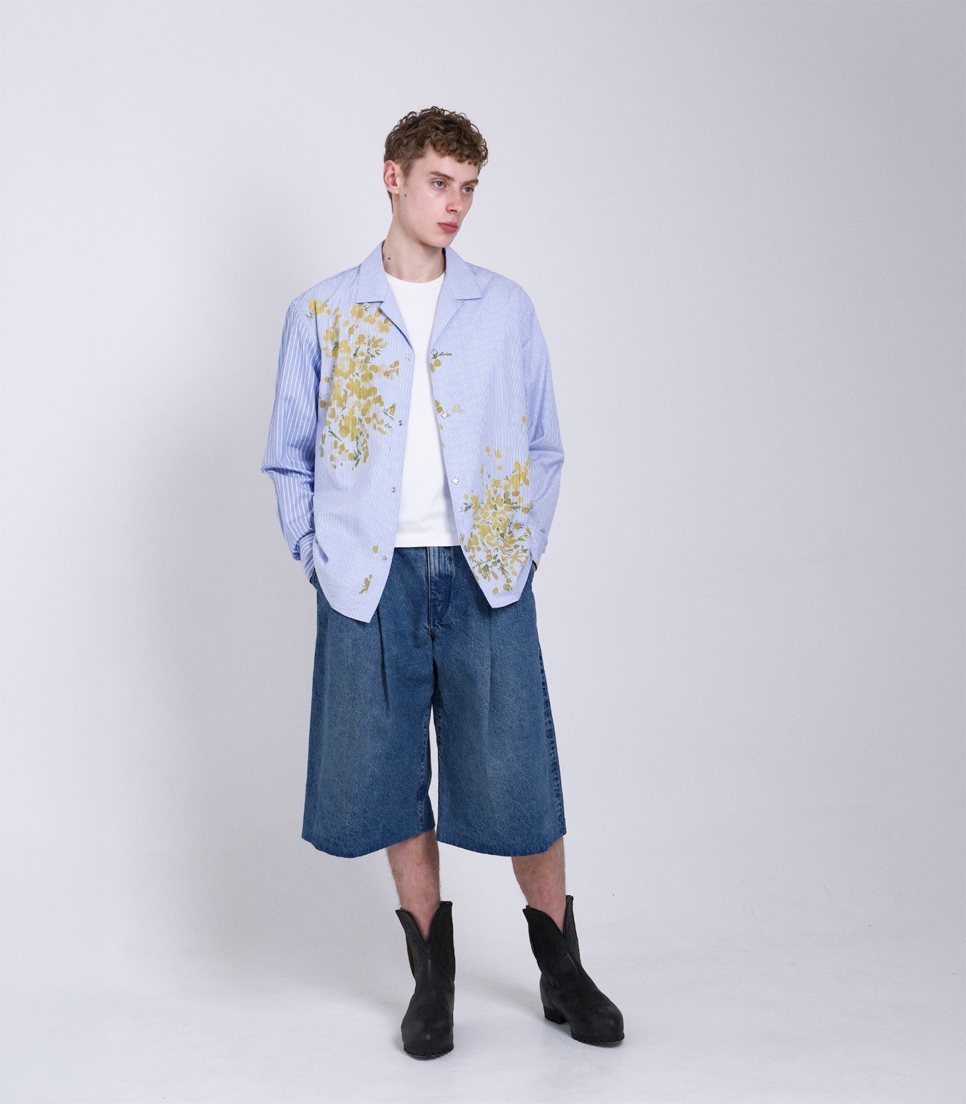 【 Coming Soon 】THE SHIRTS - BLUE STRIPE (FLOWER) - TANAKA