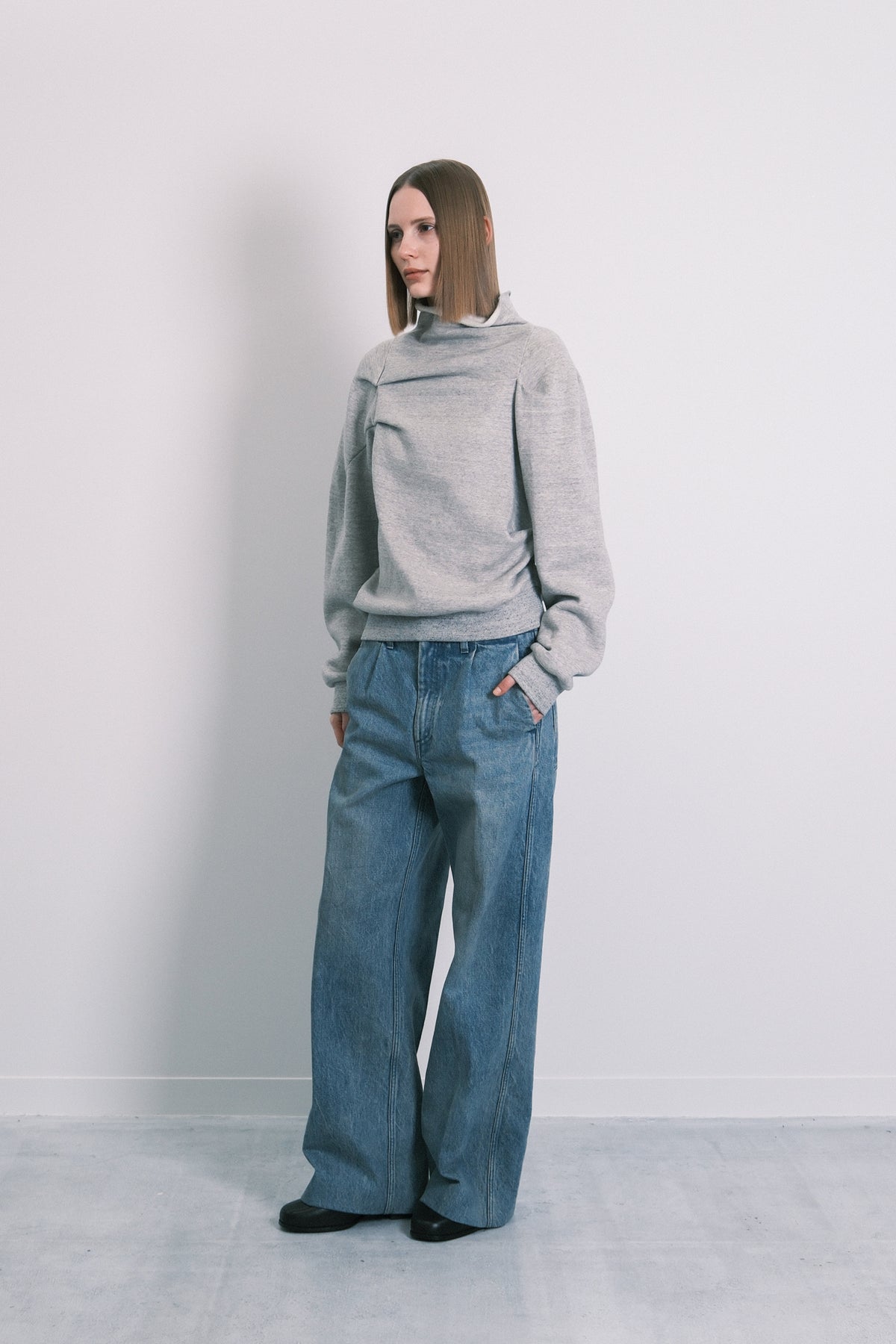 DRAPE SWEATSHIRT - HEATHER GRAY
