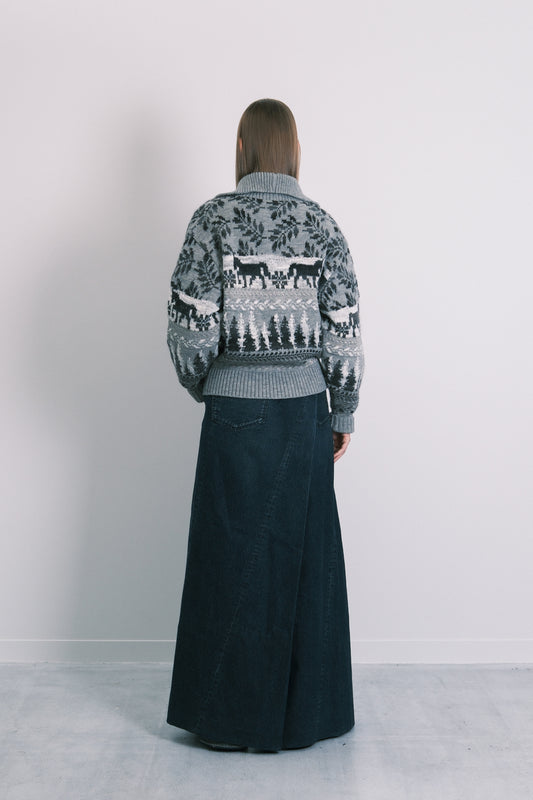 JACQUARD CARDIGAN - GRAY