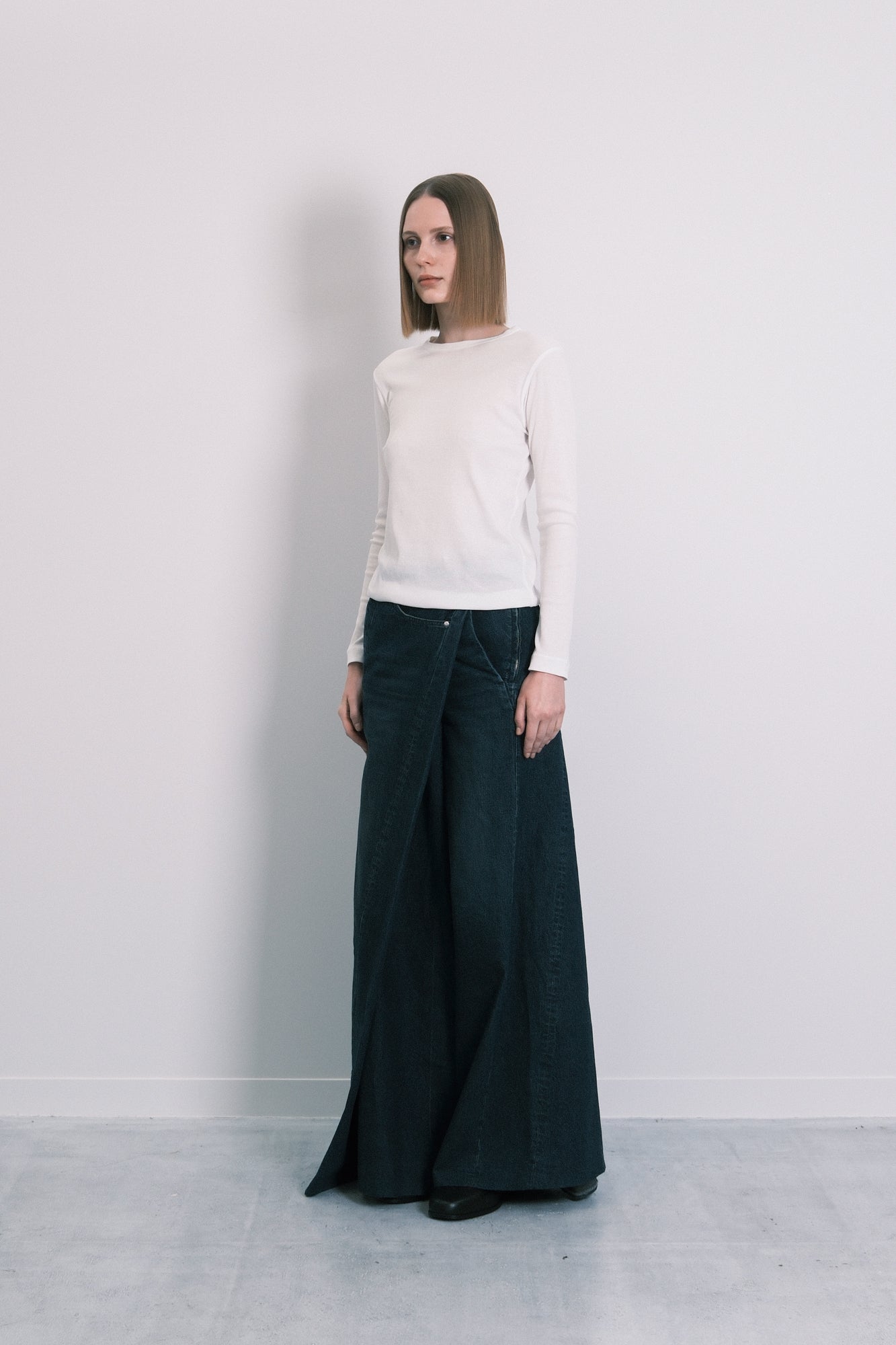 WRAP SKIRT PANTS - DARK BLUE