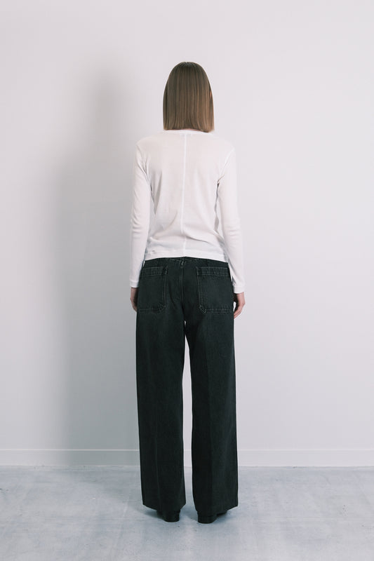 THE WIDE JEAN TROUSERS - PINKY BLACK