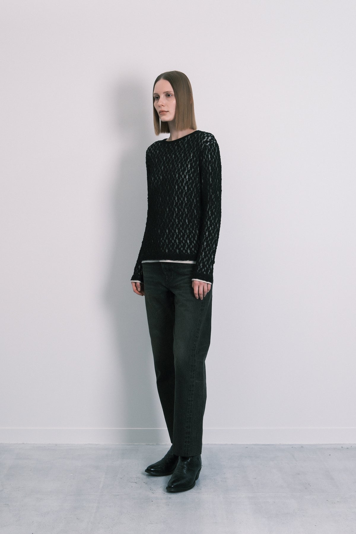 LONG SLEEVE TEE - SHEER BLACK