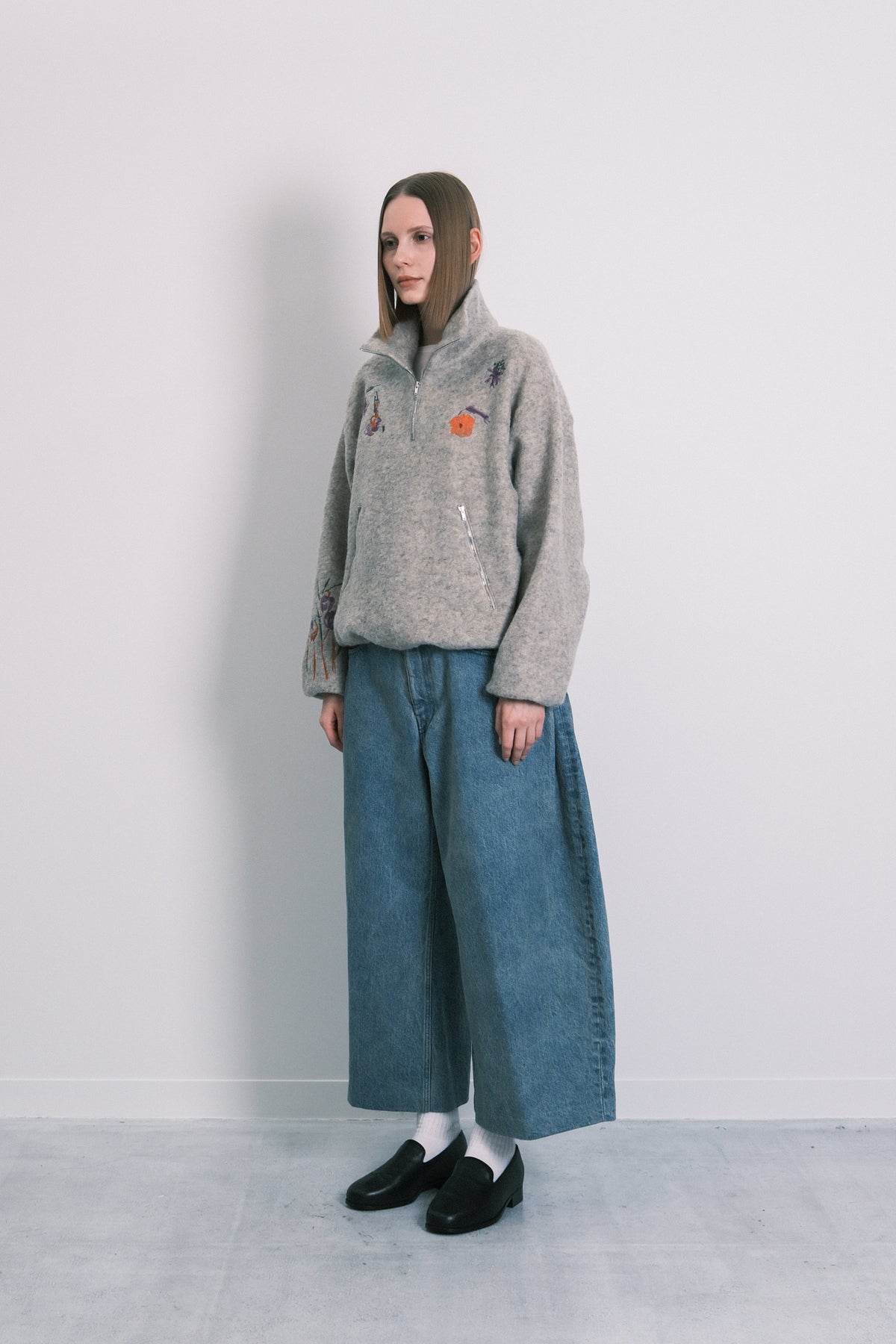 FLEECE PULLOVER - OATMEAL(FLOWER)