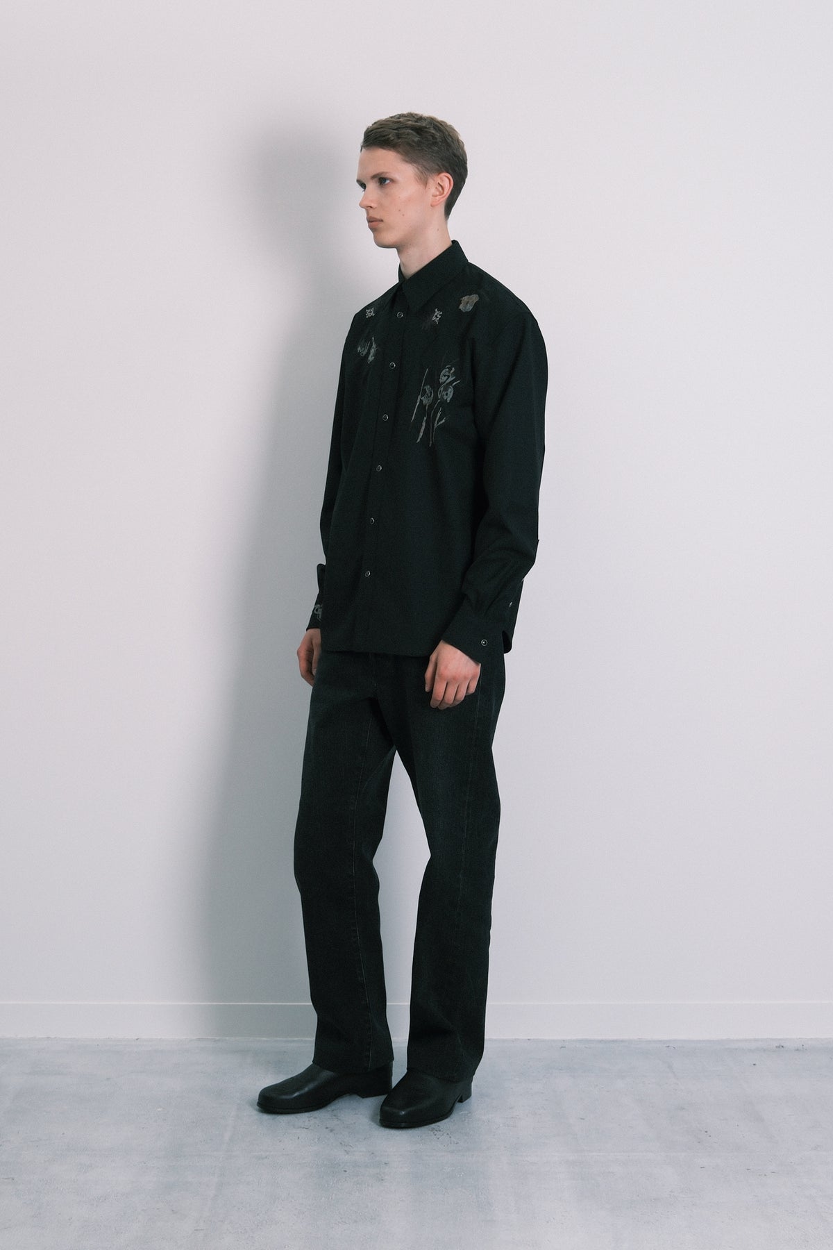 SHIFT WESTERN SHIRT - BLACK(EMBROIDERY)