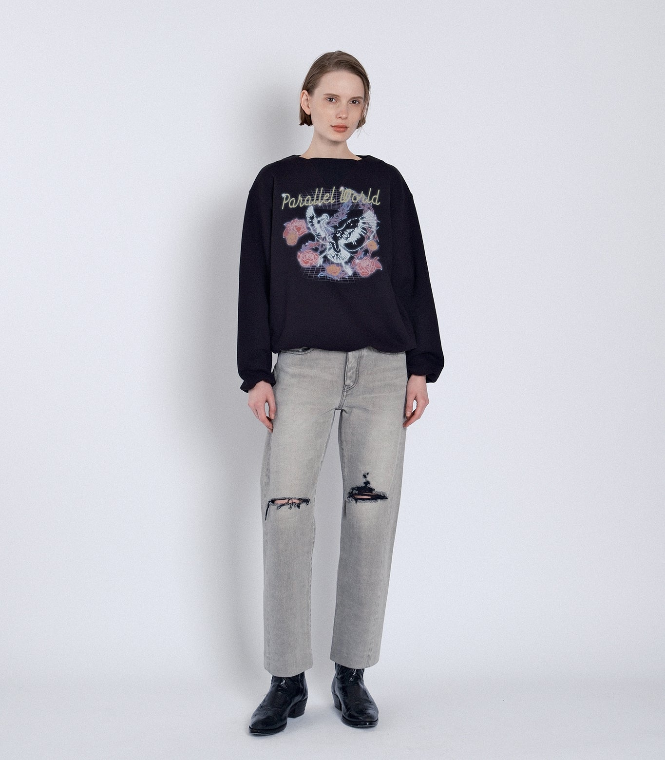 STRAIGHT JEAN TROUSERS - LIGHT GRAY
