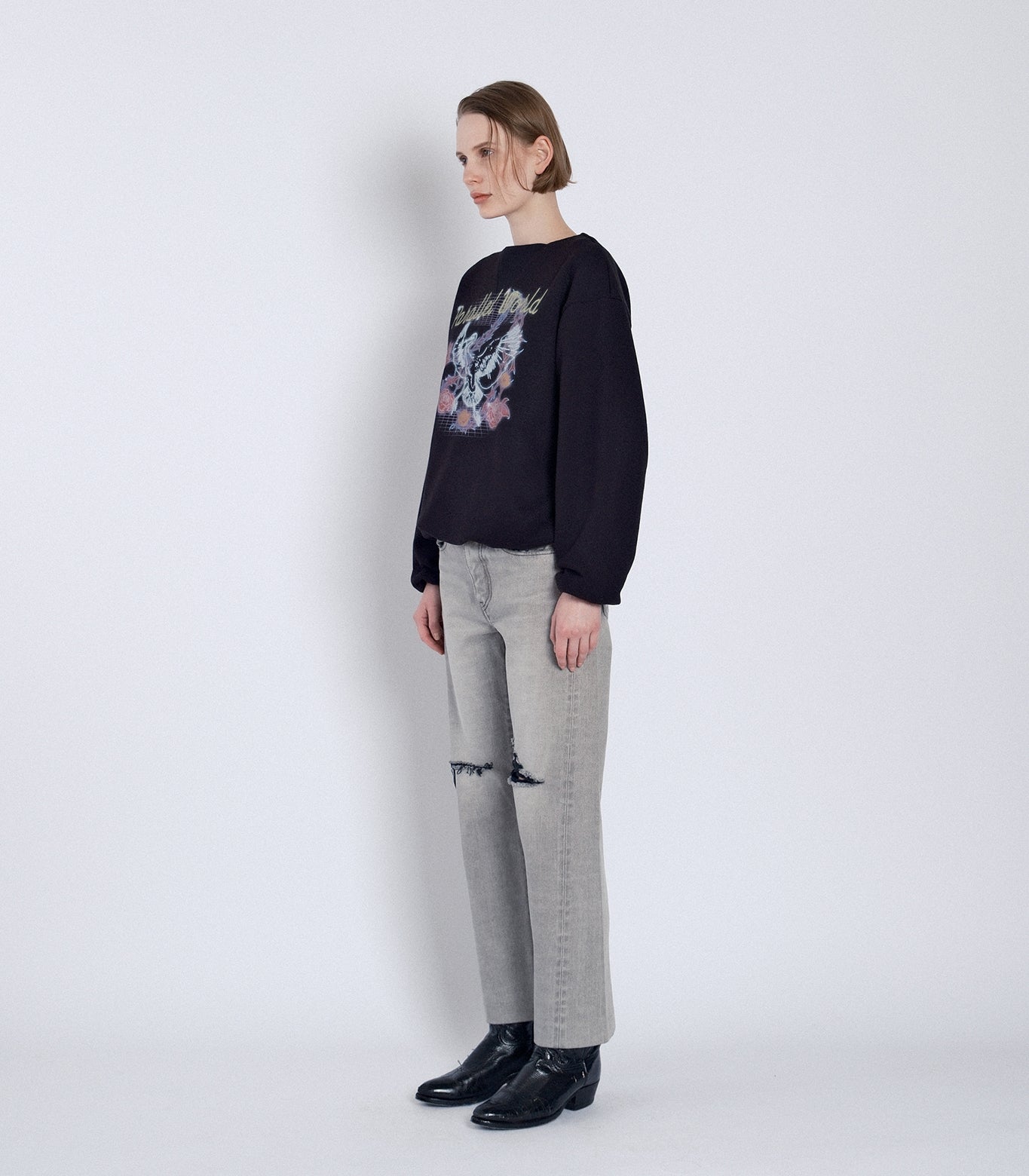 STRAIGHT JEAN TROUSERS - LIGHT GRAY