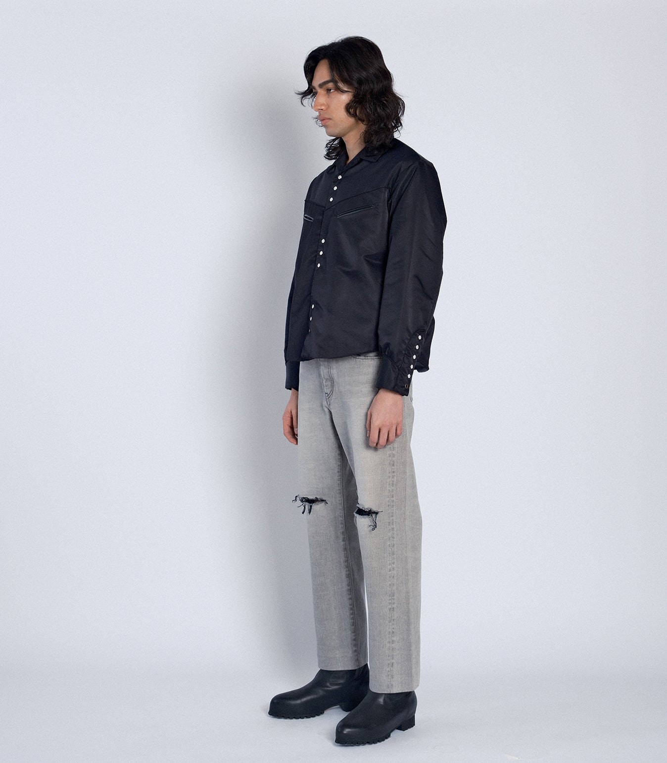 PADDED WESTERN SHIRT - BLACK