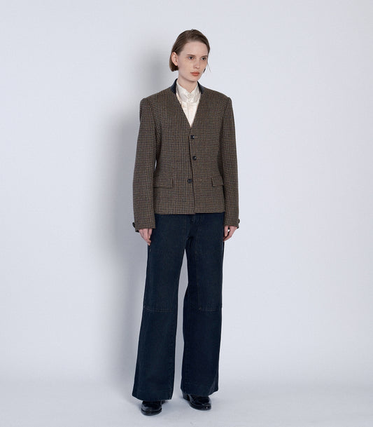 ZEN JACKET -  BROWN CHECK