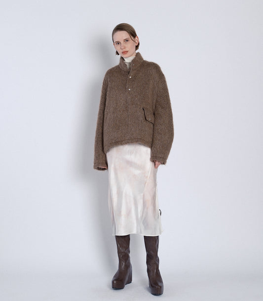 PULLOVER SHAGGY TOP - BROWN