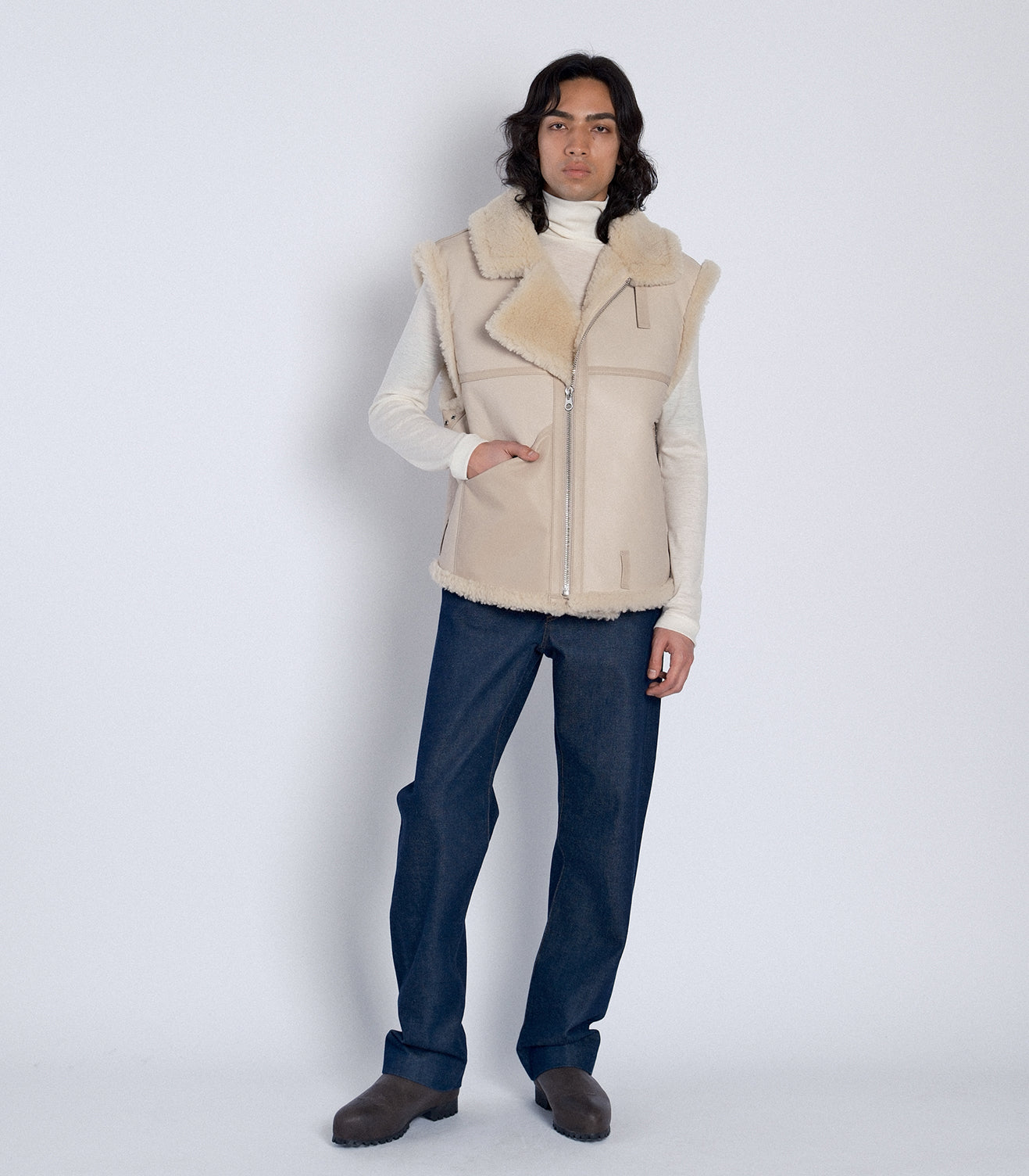 SHEARLING VEST - NATURAL