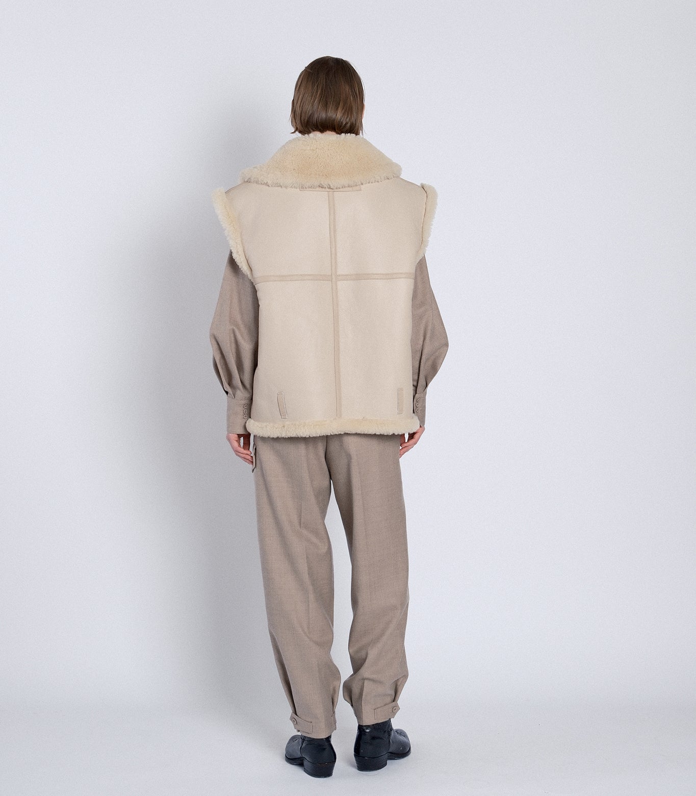SHEARLING VEST - NATURAL