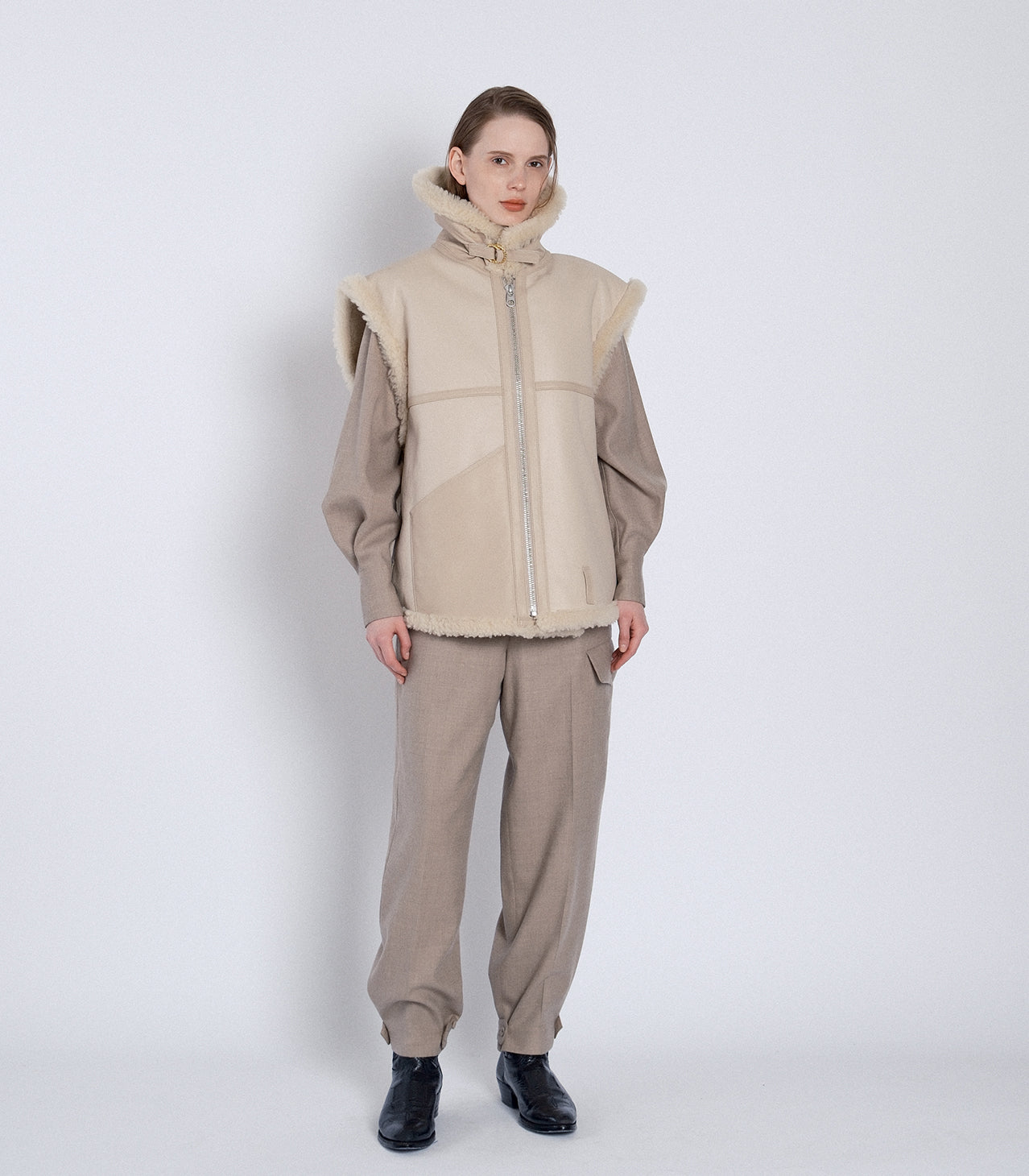 SHEARLING VEST - NATURAL