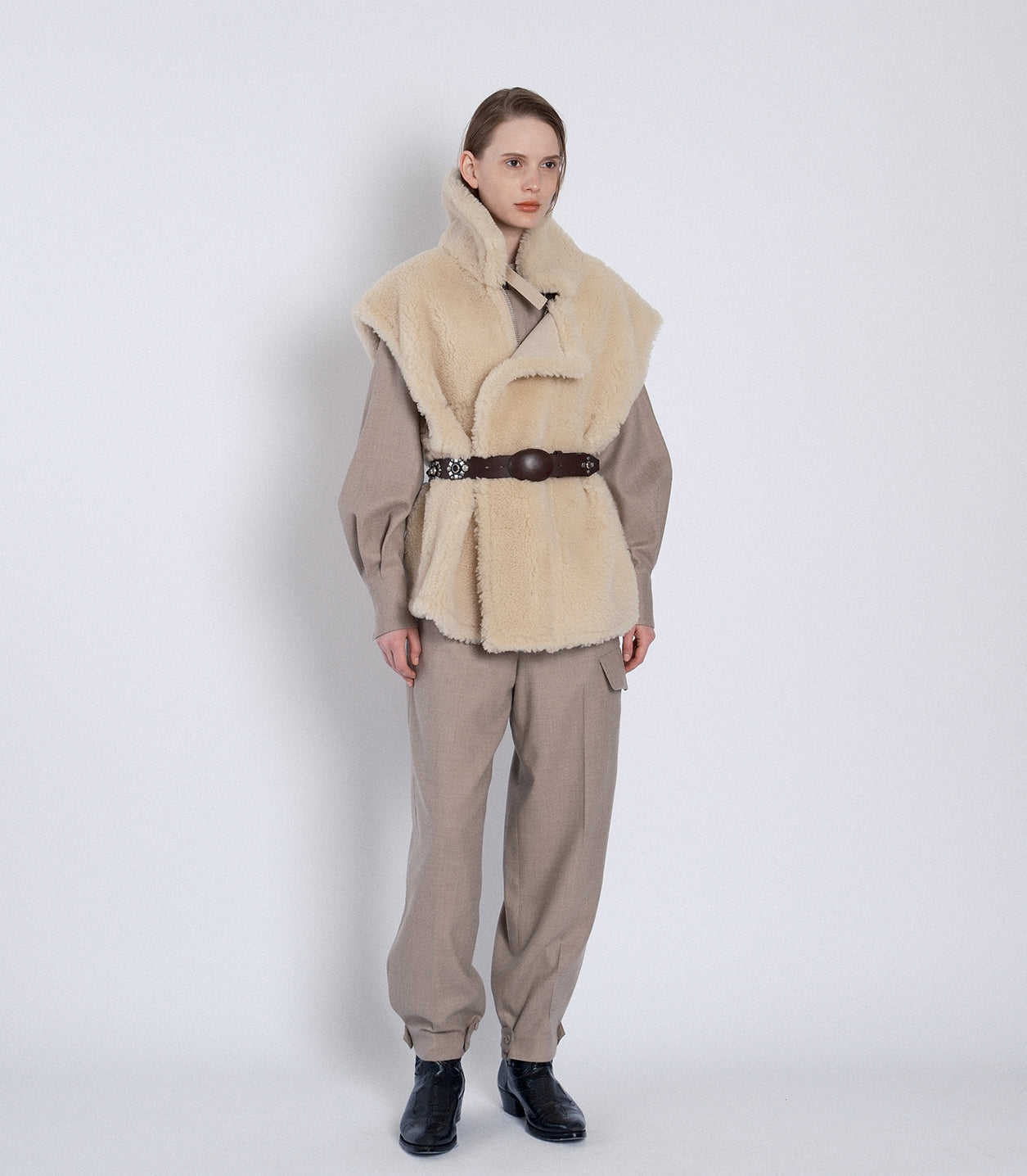 SHEARLING VEST - NATURAL