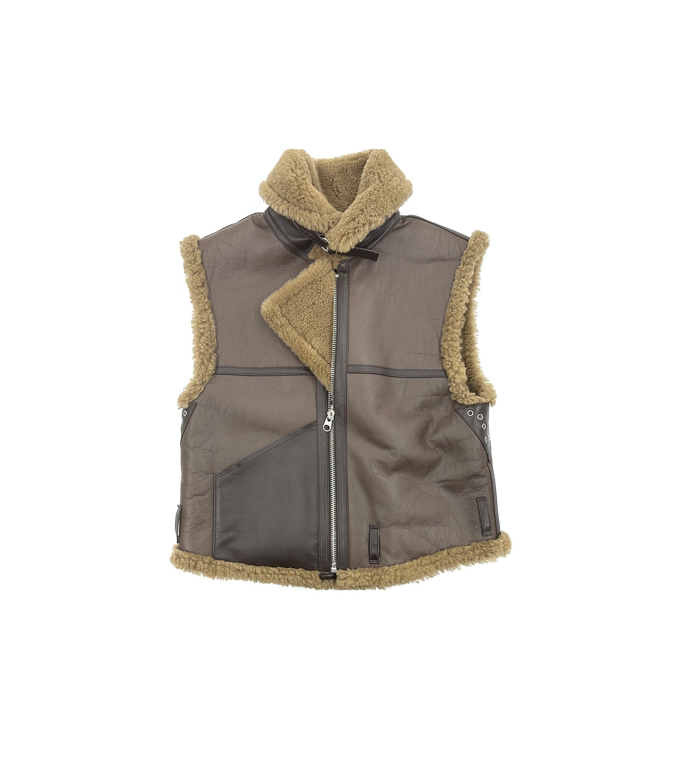 SHEARLING VEST - BROWN