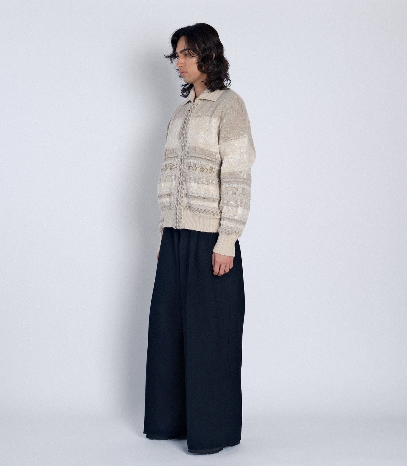 JACQUARD CARDIGAN - NATURAL