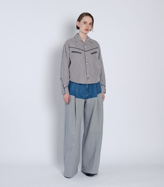 COMBI WIDE TROUSERS - HEATHER GRAY