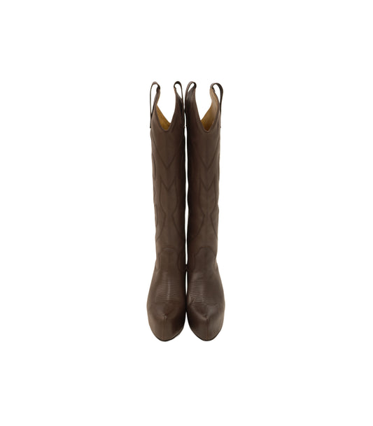 WESTERN LONG BOOTS - BROWN
