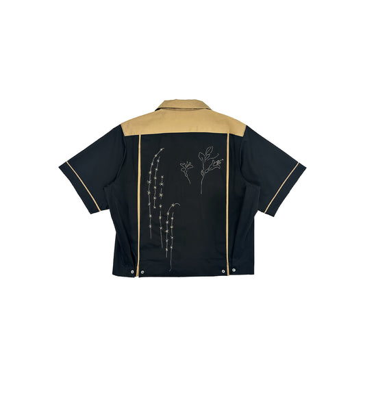 BOWLING SHIRT - BLACK (EMBROIDERY) - TANAKA