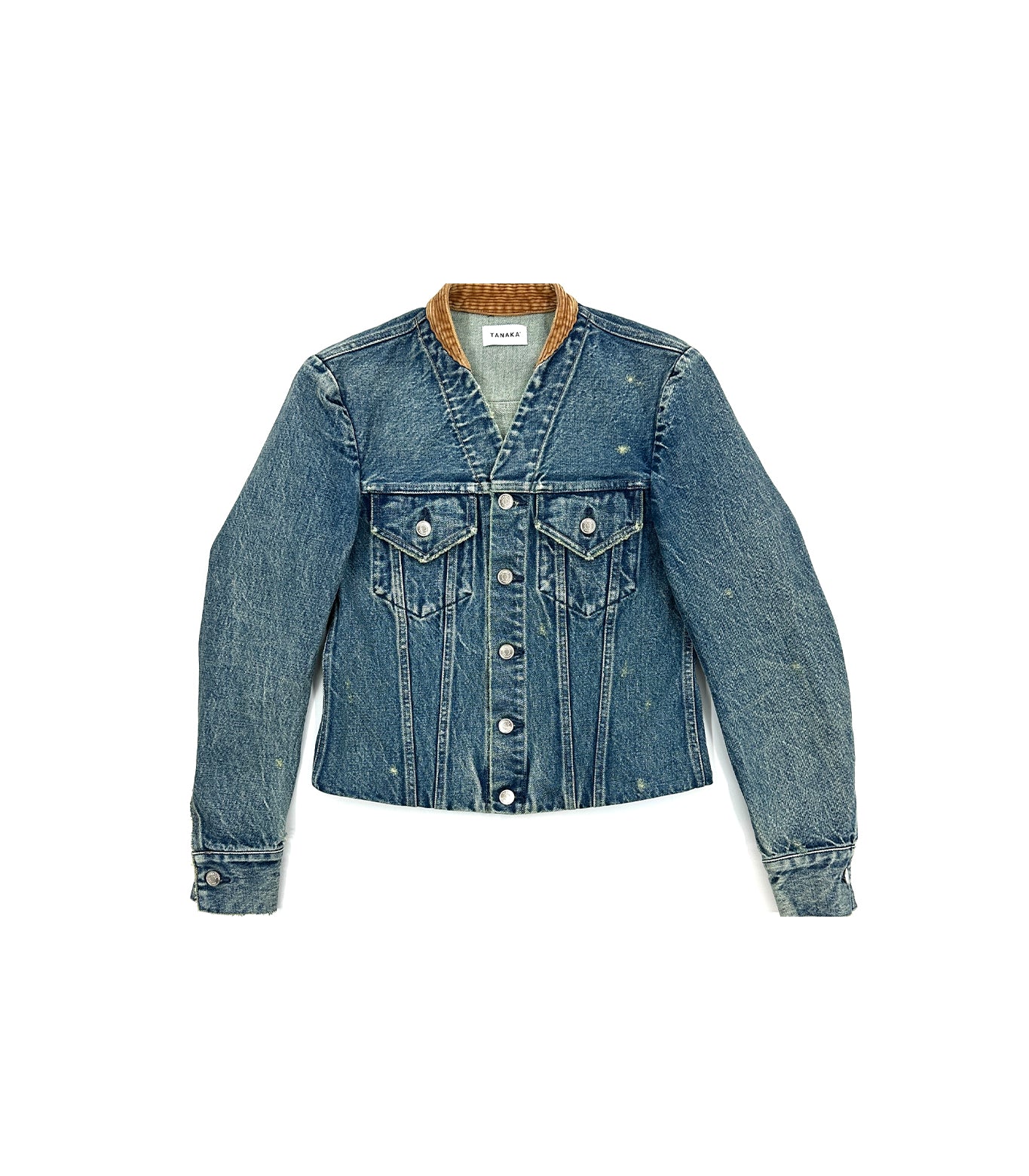 NO COLLAR TRUCKER JACKET - GREEN BLUE