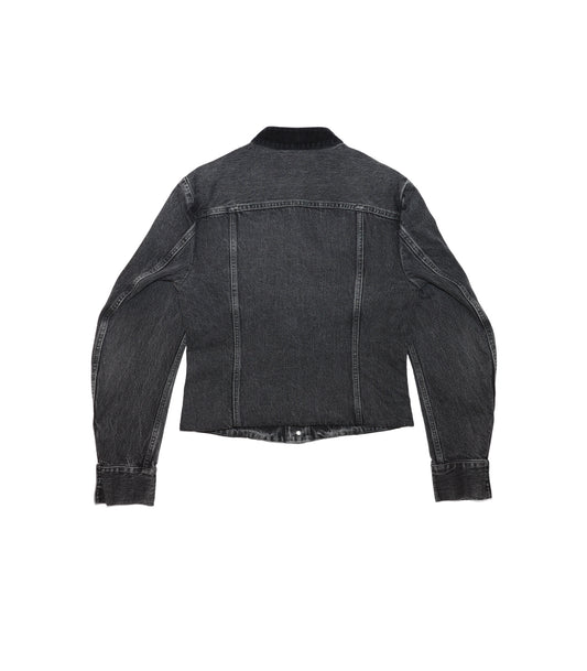 NO COLLAR TRUCKER JACKET - GRAY