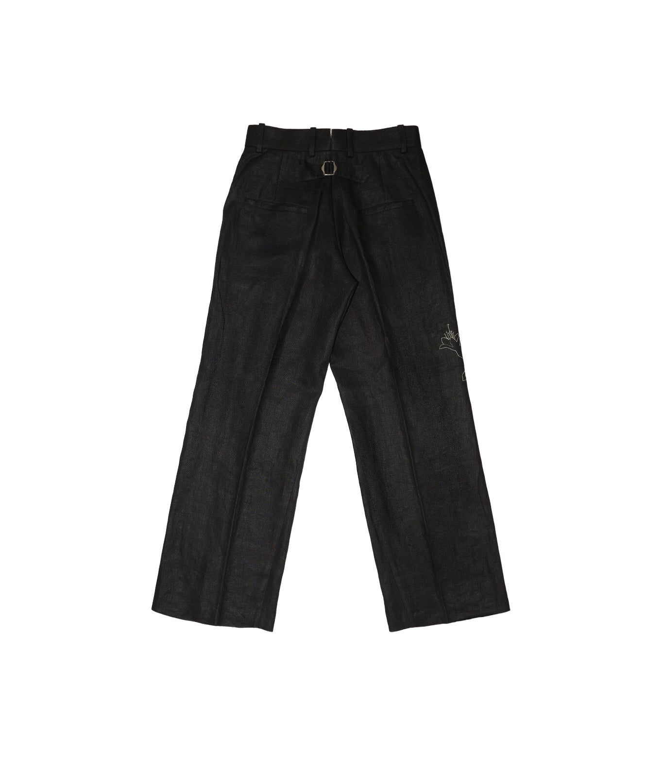 THE TROUSERS - BLACK LINEN(EMBROIDERY) - TANAKA