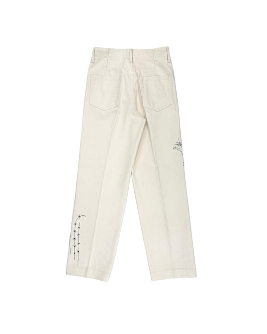 THE JEAN TROUSERS - WHITE(EMBROIDERY) - TANAKA