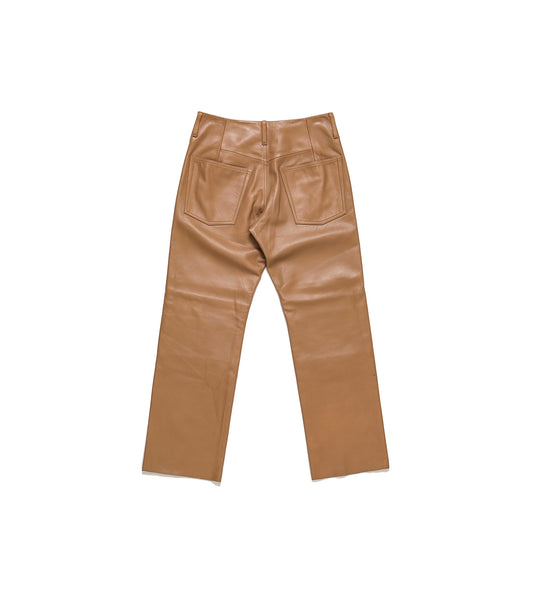 LEATHER TROUSERS - BEIGE
