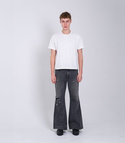 FLARE JEAN TROUSERS - DISTRESSED GRAY - TANAKA