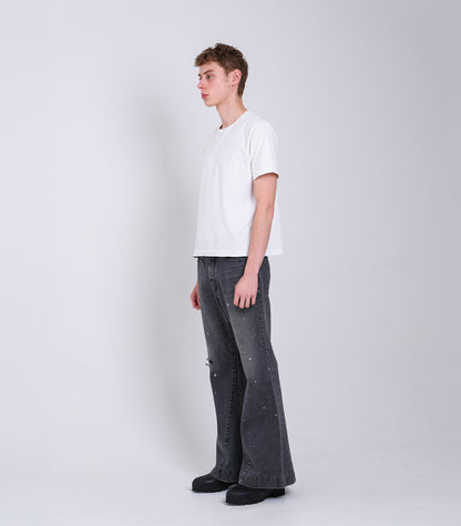 FLARE JEAN TROUSERS - DISTRESSED GRAY - TANAKA