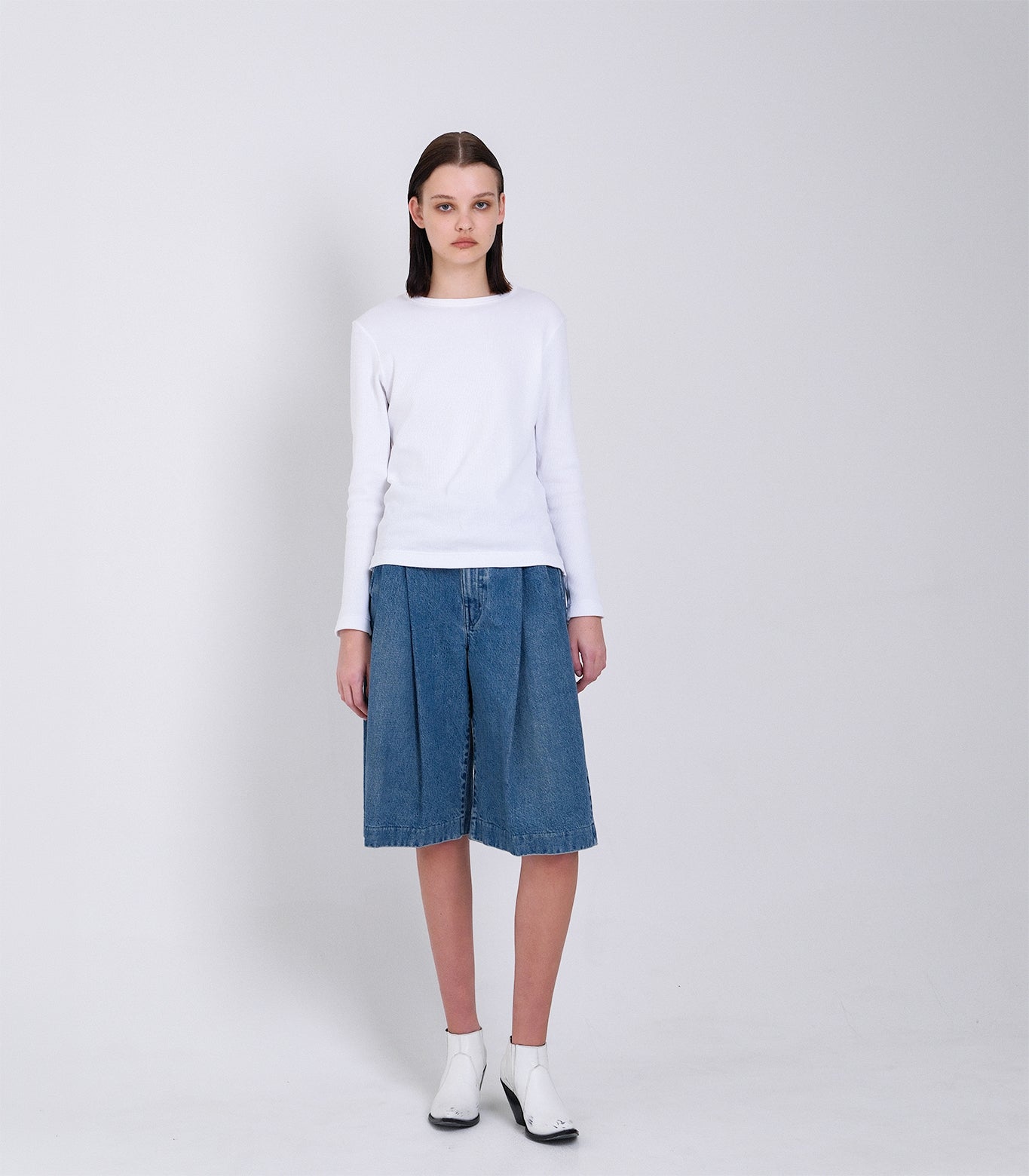 HAKAMA JEAN SHORTS - MID BLUE - TANAKA