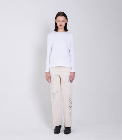 THE JEAN TROUSERS - WHITE(EMBROIDERY) - TANAKA