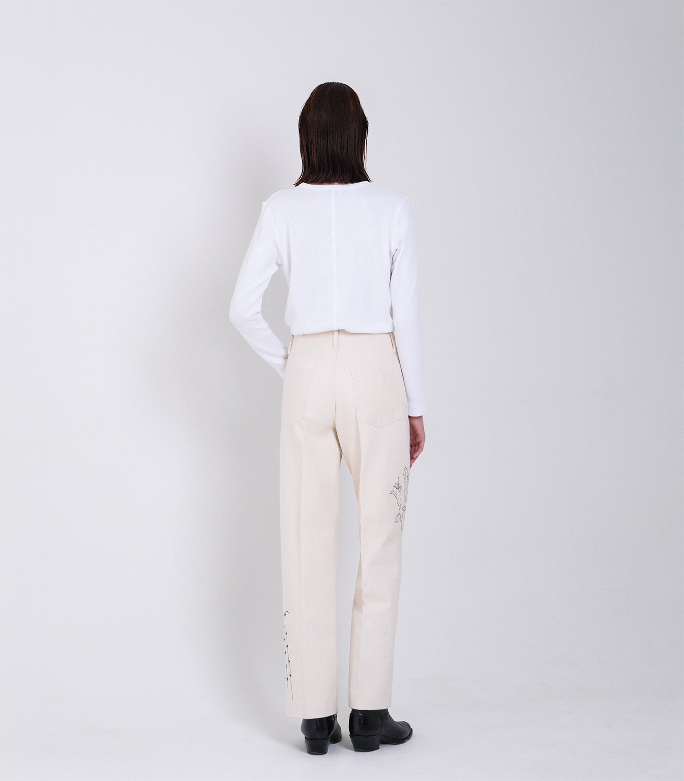 THE JEAN TROUSERS - WHITE(EMBROIDERY) - TANAKA