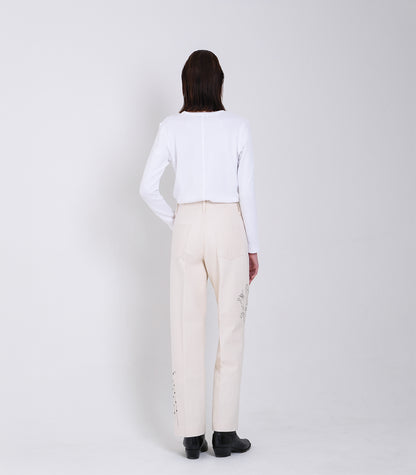 THE JEAN TROUSERS - WHITE(EMBROIDERY) - TANAKA