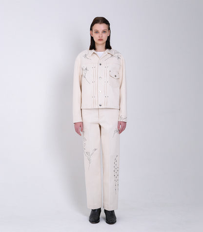 THE JEAN JACKET - WHITE(EMBROIDERY) - TANAKA