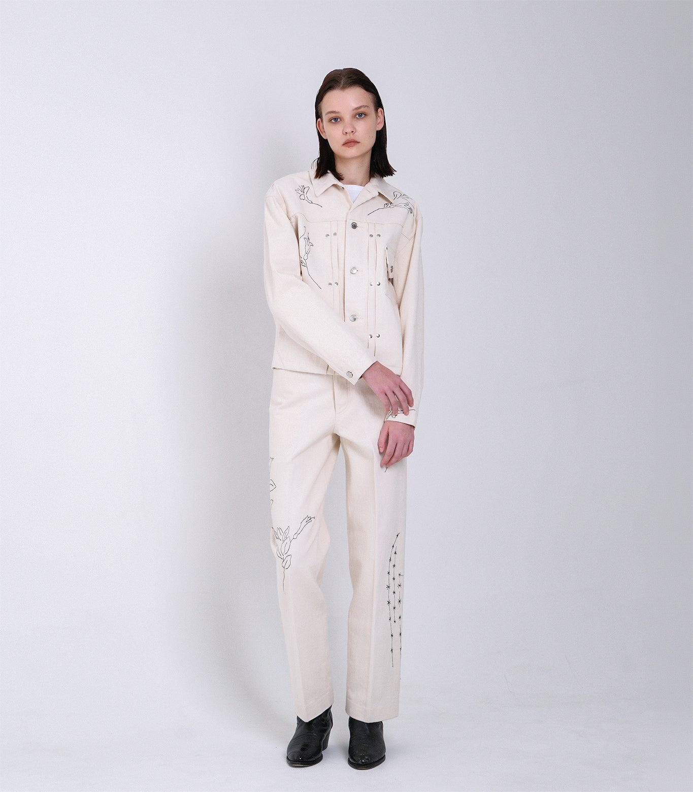 THE JEAN JACKET - WHITE(EMBROIDERY) - TANAKA