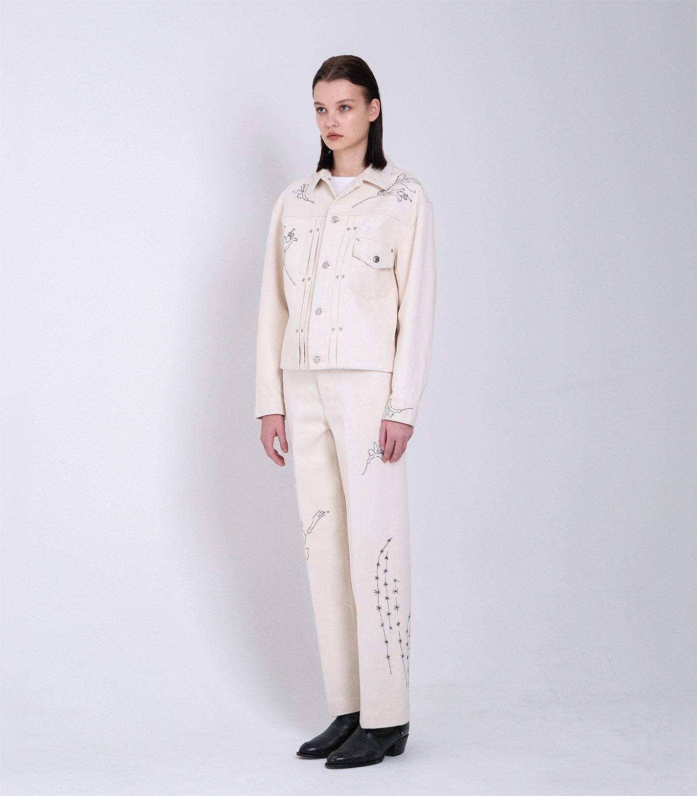 THE JEAN JACKET - WHITE(EMBROIDERY) – TANAKA