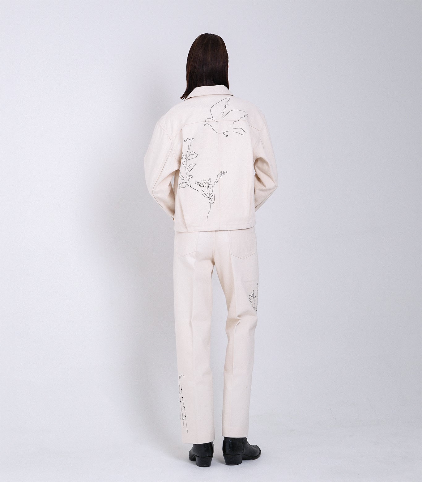 THE JEAN JACKET - WHITE(EMBROIDERY) – TANAKA