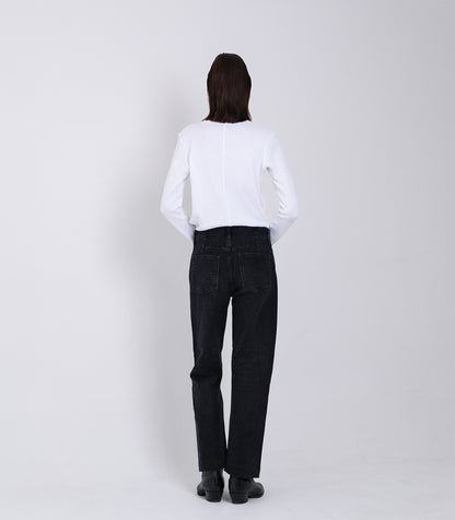STRAIGHT JEAN TROUSERS - BLACK - TANAKA