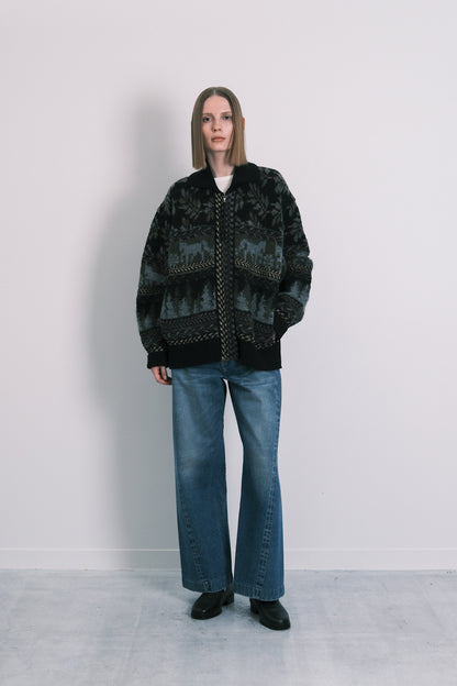 JACQUARD CARDIGAN - BLACK