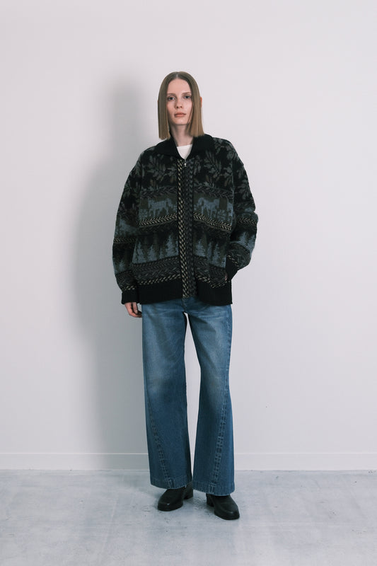 JACQUARD CARDIGAN - BLACK
