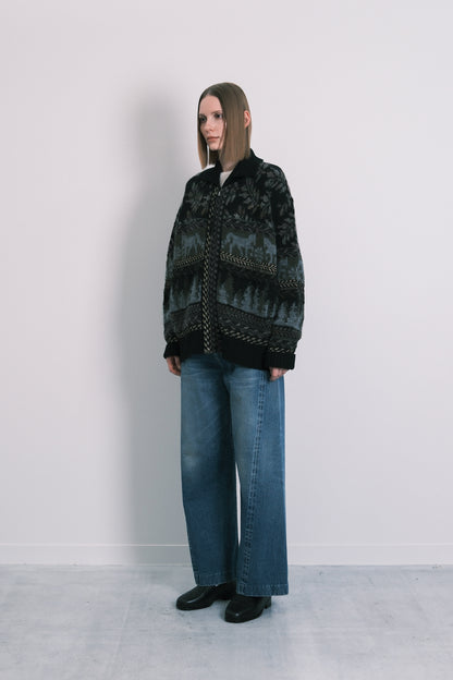 JACQUARD CARDIGAN - BLACK
