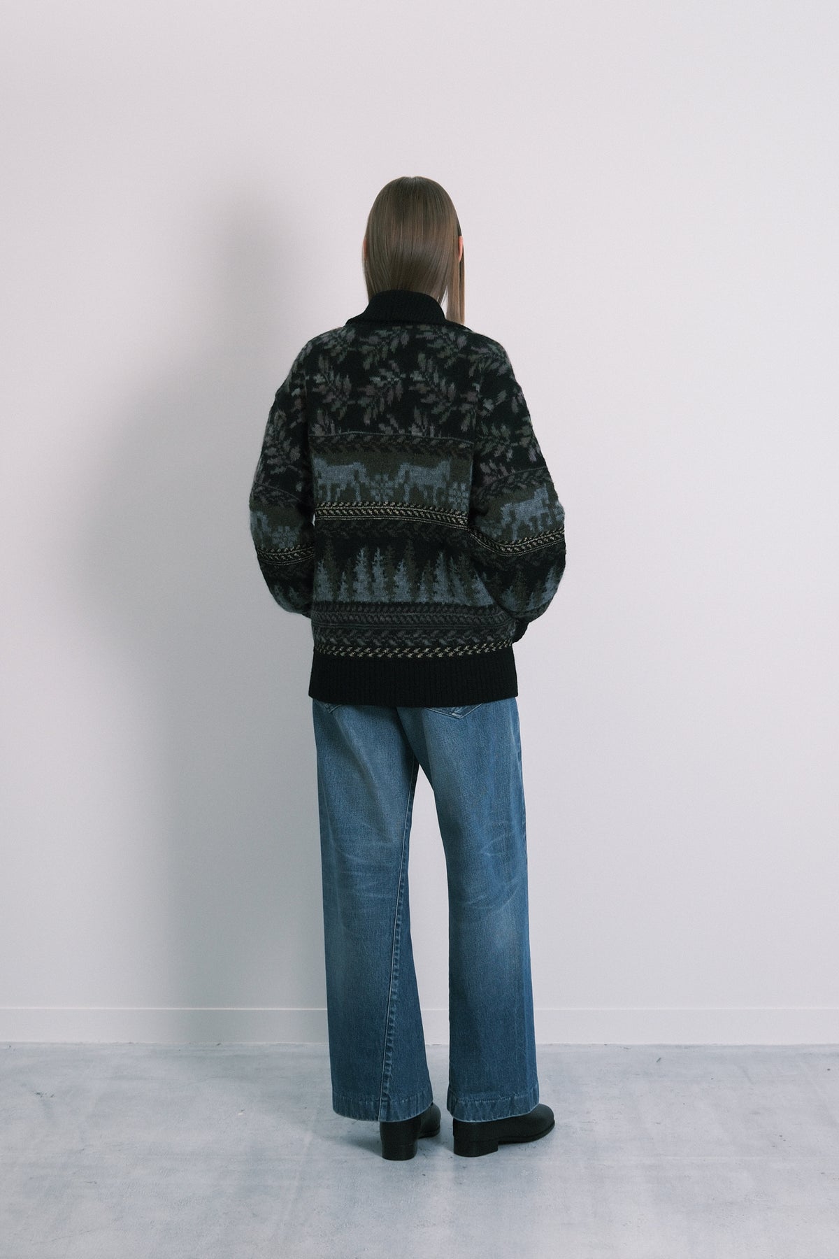 JACQUARD CARDIGAN - BLACK