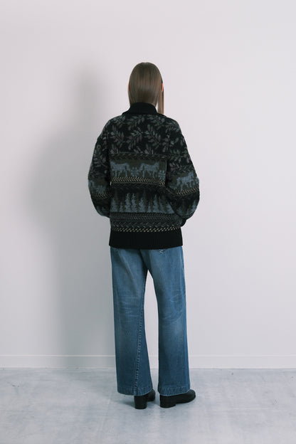 JACQUARD CARDIGAN - BLACK