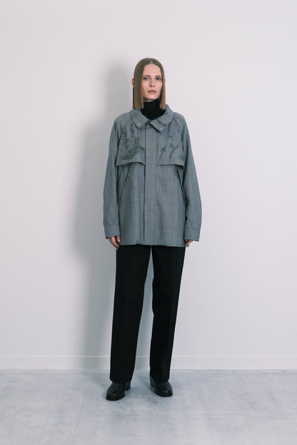 TRACK HALF COAT - GLEN CHECK(FLOWER)