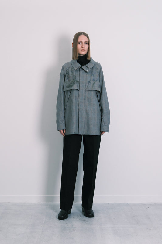 TRACK HALF COAT - GLEN CHECK(FLOWER)