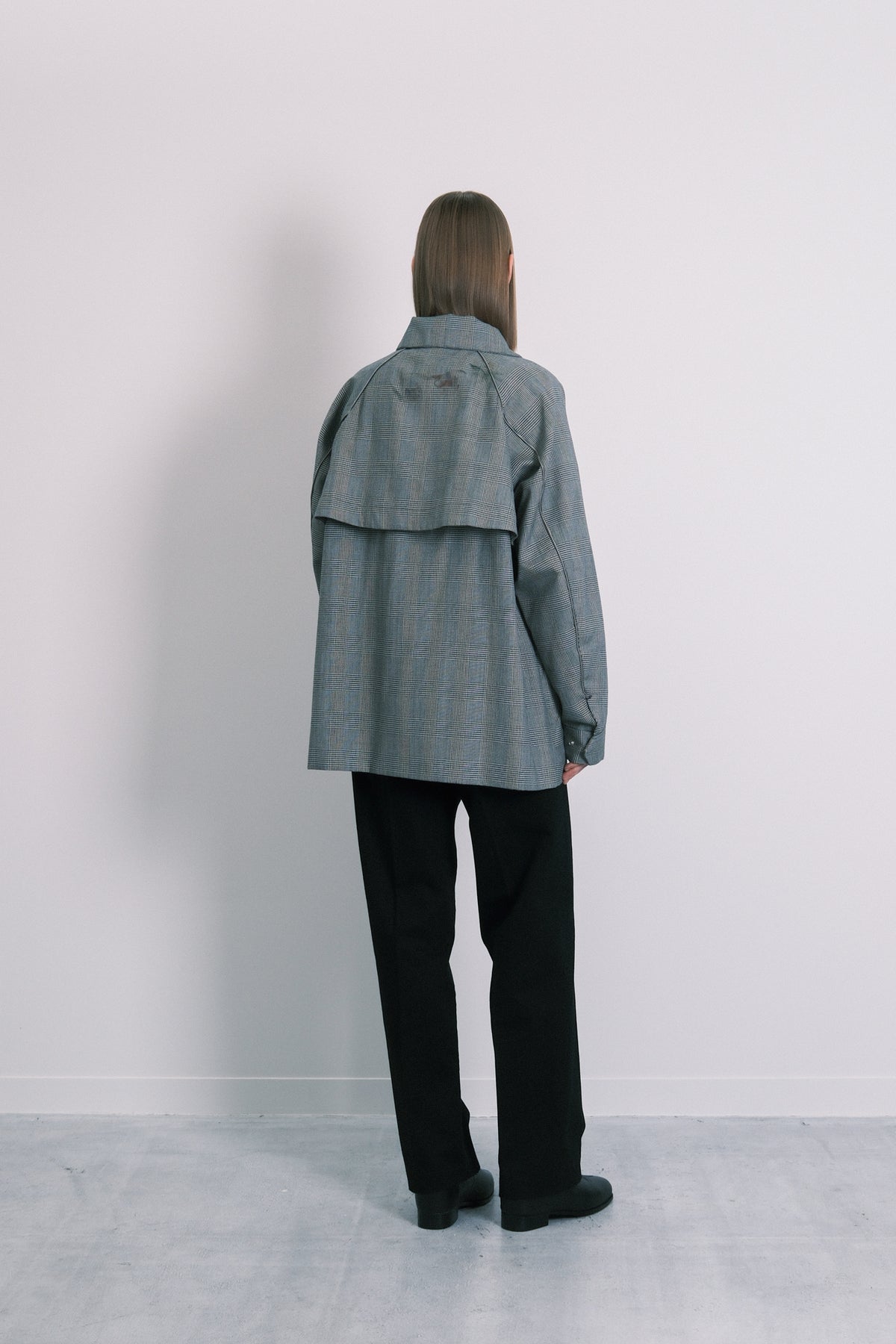 TRACK HALF COAT - GLEN CHECK(FLOWER)