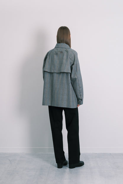 TRACK HALF COAT - GLEN CHECK(FLOWER)