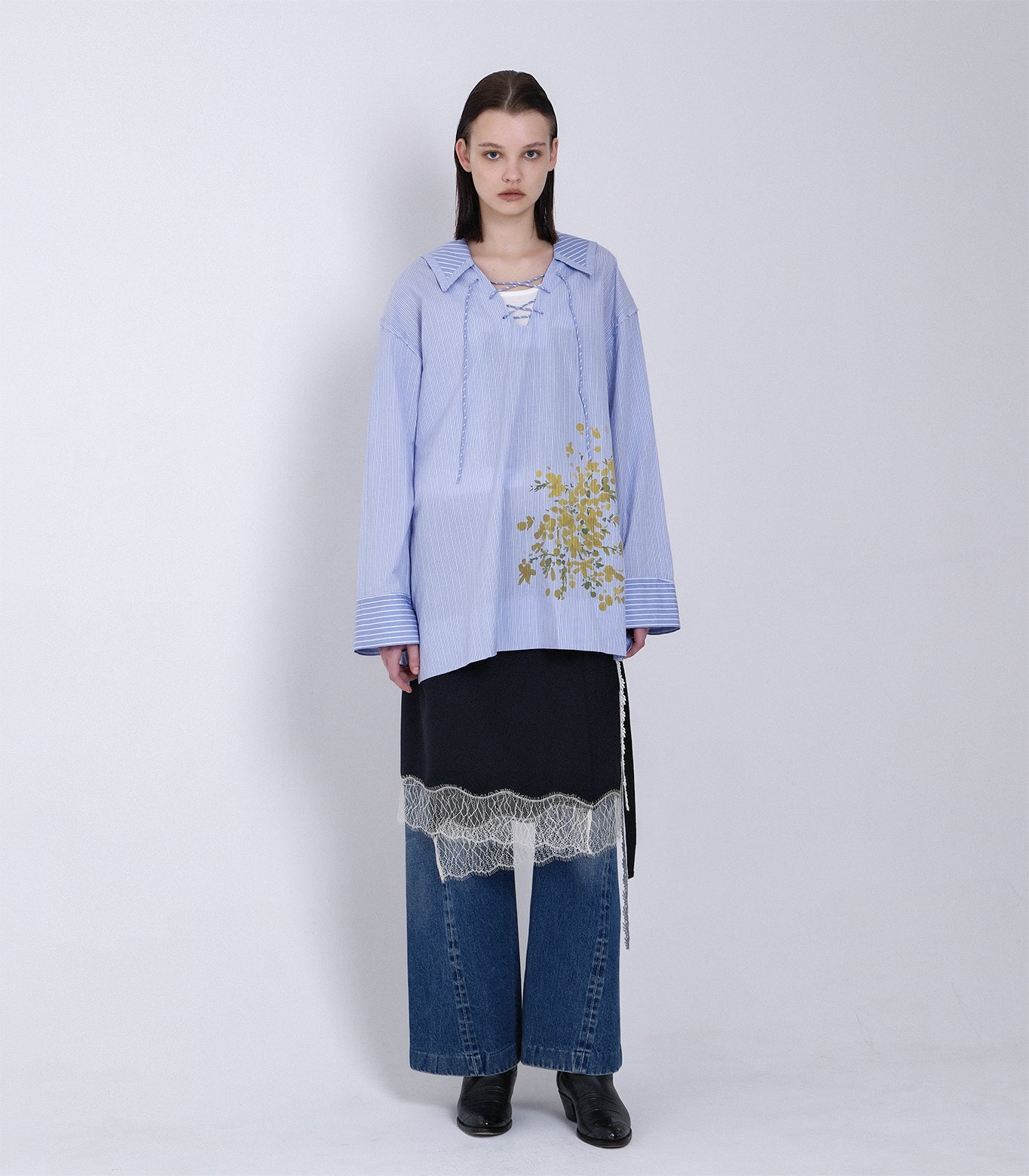 THE TUNIC - BLUE STRIPE (FLOWER) - TANAKA