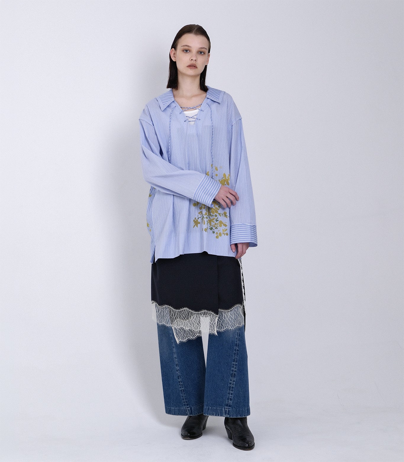THE TUNIC - BLUE STRIPE (FLOWER) - TANAKA